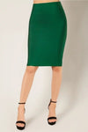Esperanza Metallic Green Pleated Midi Skirt
