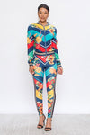 Blush Rose Red Multi Color Camouflage Stretch Fit Tracksuit