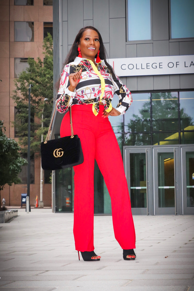 Classy Posh Red Stretch High Waist Pants – A' La' Posh Clothing