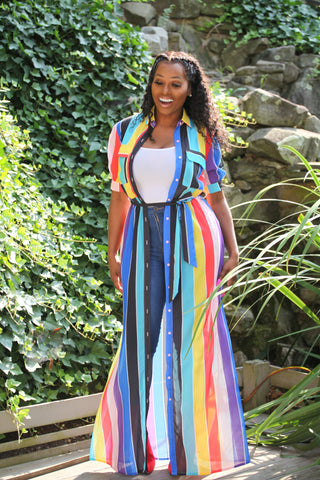 Takayla Black Rainbow Multi Color Stripe Bodycon Dress