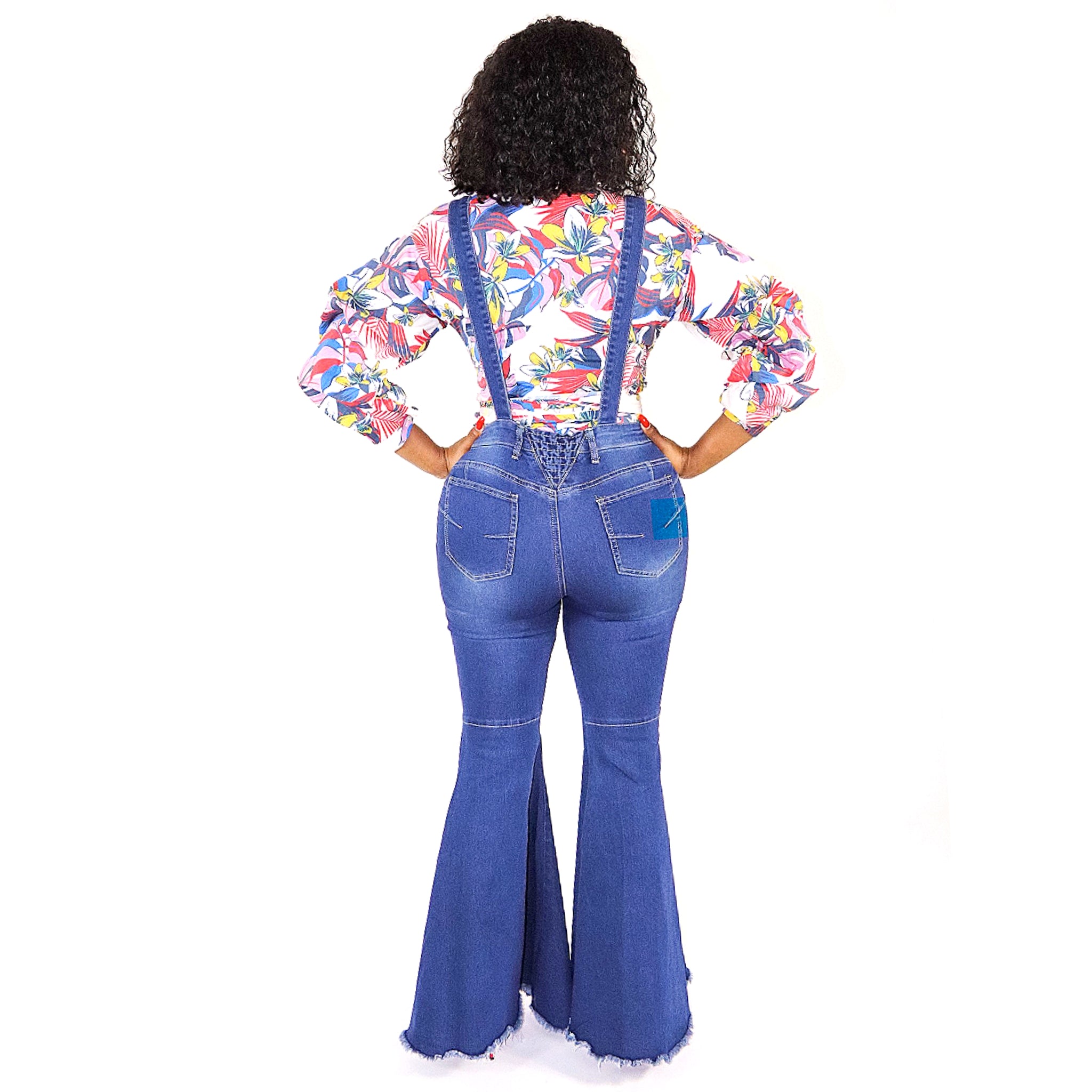 Tecorri Dark Denim Bell Bottom Overall Jeans | $20.00 | A' La' Posh ...