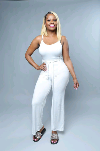 Kelsha White Stretch Knit Wide Leg Jumpsuit - A' LA' POSH Clothing