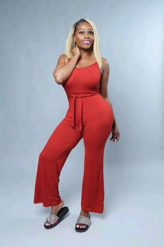 Kelsha Red Stretch Knit Wide Leg Jumpsuit - A' LA' POSH Clothing