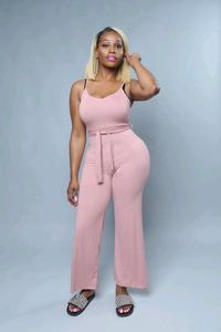 Kelsha Mauve Stretch Knit Wide Leg Jumpsuit - A' LA' POSH Clothing