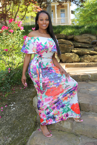Caroline Multi Color Off The Shoulder Bodycon Silhouette Dress - A' LA' POSH Clothing