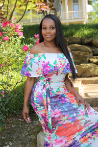 Caroline Multi Color Off The Shoulder Bodycon Silhouette Dress - A' LA' POSH Clothing