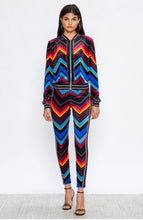 Jai Jai Velvet Black Red Multi Color Stripe Stretch Fit Tracksuit - A' LA' POSH Clothing