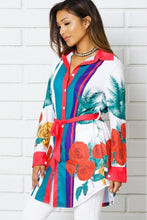 Lilyanna White Multi Color Floral Button Down Stretch Top Curvy Posh Plus - A' LA' POSH Clothing