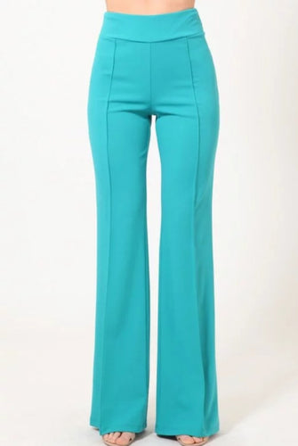 Classy Posh Teal Stretch High Waist Pants - A' LA' POSH Clothing