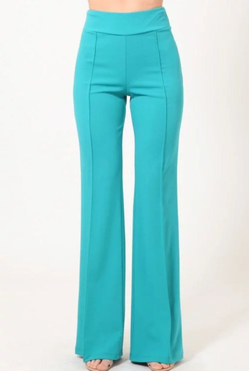 Classy Posh Teal Stretch High Waist Pants - A' LA' POSH Clothing