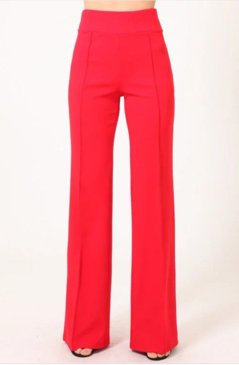 Classy Posh Red Stretch High Waist Pants - A' LA' POSH Clothing