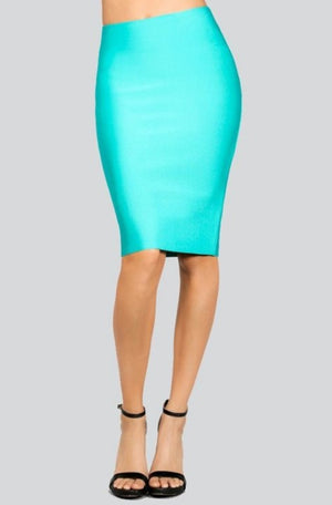 So Posh Teal Elastic Silhouette Bandage Skirt - A' LA' POSH Clothing