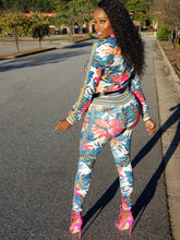 Kylie White Multi Color Floral Print Stretch Fit Tracksuit - A' LA' POSH Clothing