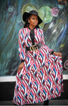 Izabella Multi Color Venetian Print Long Sleeve Maxi Dress - A' LA' POSH Clothing