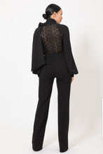 Dior Neck Ribbon Neck Tie Lace Top Long Sleeve Jumpsuit - A' LA' POSH Clothing