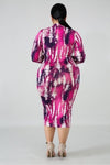 Posh Multi Pink Violet Bodycon Silhouette Dress Curvy Plus - A' LA' POSH Clothing