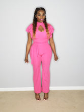Kalis Hot Pink Ruffle Key Hole Jumpsuit - A' LA' POSH Clothing