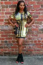 Mural Black Gold Print Stretch Fit Dress - A' LA' POSH Clothing