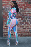 Bubble Gum Multi-Color Geometric Stripe Stretch Fit Tracksuit - A' LA' POSH Clothing