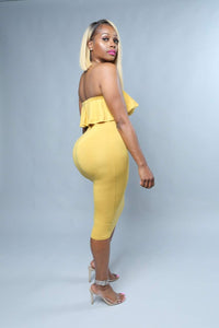 Masika Mustard Silhouette Bodycon Midi Tube Dress - A' LA' POSH Clothing