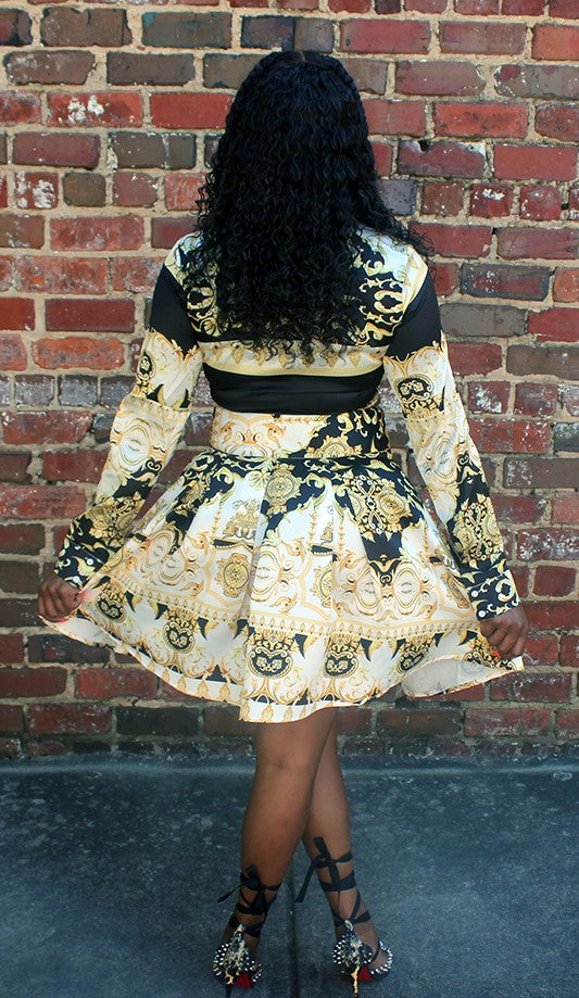 Goddess Black Gold 2 Piece Skirt Set A' La' Posh Clothing Goddess Black Gold 2 Piece Skirt Set A' La' Posh Clothing