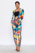 Candi Navy Diagonal Stripe Flower Print Stretch Fit Tracksuit - A' LA' POSH Clothing