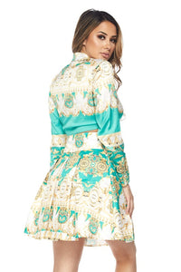 Goddess Teal Gold 2 Piece Skirt Set - A' LA' POSH Clothing