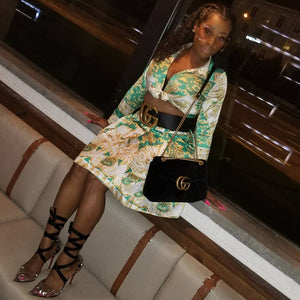 Goddess Teal Gold 2 Piece Skirt Set - A' LA' POSH Clothing