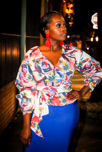Michelet' White Multi-Color Floral Wrap Top - A' LA' POSH Clothing