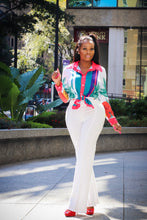 Lilyanna White Multi Color Floral Button Down Stretch Top Curvy Posh Plus - A' LA' POSH Clothing