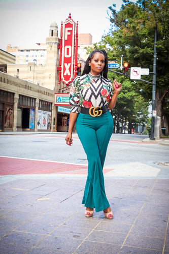 Hilton Hunter Green High Waist Wide Leg Pants - A' LA' POSH Clothing