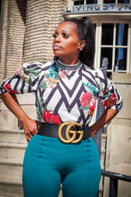 Chelsea Black White Chevron Stripe Floral Print Top - A' LA' POSH Clothing