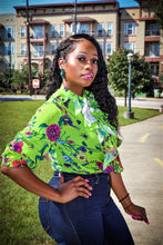 Malaysia Lime Green Multi Color Floral Print Top - A' LA' POSH Clothing
