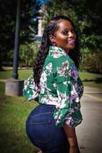 Monyette Hunter Green Multi Color Floral Print Button Down Top - A' LA' POSH Clothing