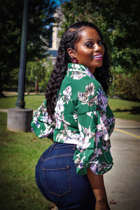 Monyette Hunter Green Multi Color Floral Print Button Down Top - A' LA' POSH Clothing