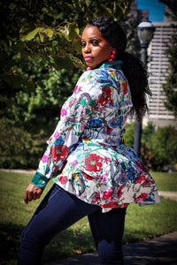 Blossom White Multi Color Floral Print Button Down Long Sleeve Top - A' LA' POSH Clothing
