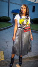Esperanza Metallic Silver Pleated Midi Skirt - A' LA' POSH Clothing