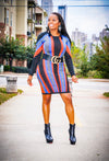 Wonder Woman Black Red Stripe Bandage Bodycon Sweater Dress - A' LA' POSH Clothing