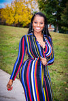 Takayla Black Rainbow Multi Color Stripe Bodycon Dress - A' LA' POSH Clothing