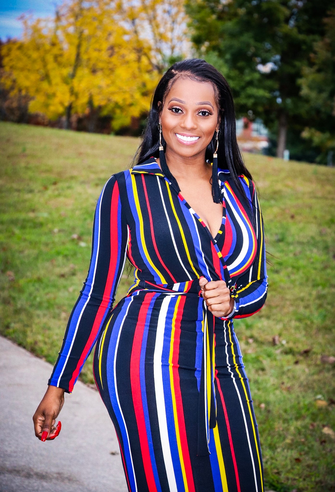 Takayla Black Rainbow Multi Color Stripe Bodycon Dress A' La' Posh Clothing Takayla Black Rainbow Multi Color Stripe Bodycon Dress A' La' Posh Clothing