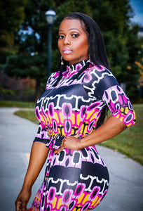 Arlicia Black Pink Multi Color Mixed Print Bodycon Dress - A' LA' POSH Clothing