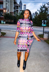 Arlicia Black Pink Multi Color Mixed Print Bodycon Dress - A' LA' POSH Clothing