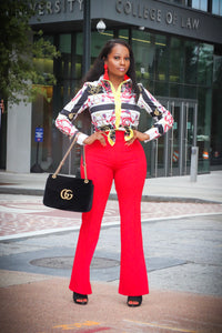Classy Posh Red Stretch High Waist Pants - A' LA' POSH Clothing