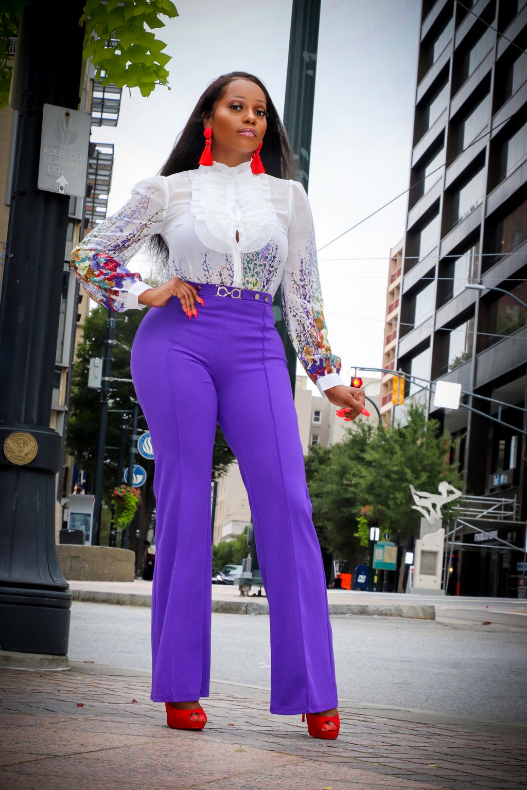 Saracha Purple High Waist Stretch Fit Pants - A' LA' POSH Clothing