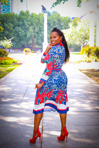 Daleyza Multi Color Print Long Sleeve Pleated Dress - A' LA' POSH Clothing