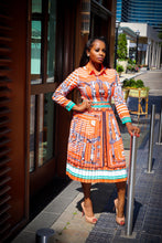 Ellianna Tangerine White Multi Color Print Long Sleeve Pleated Dress - A' LA' POSH Clothing
