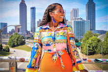 Posh Luxurie Pink & Blue Multi Color Mixed Print Satin Top - A' LA' POSH Clothing