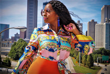 Posh Luxurie Pink & Blue Multi Color Mixed Print Satin Top - A' LA' POSH Clothing