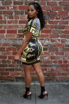 Mural Black Gold Print Stretch Fit Dress - A' LA' POSH Clothing