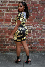 Mural Black Gold Print Stretch Fit Dress - A' LA' POSH Clothing